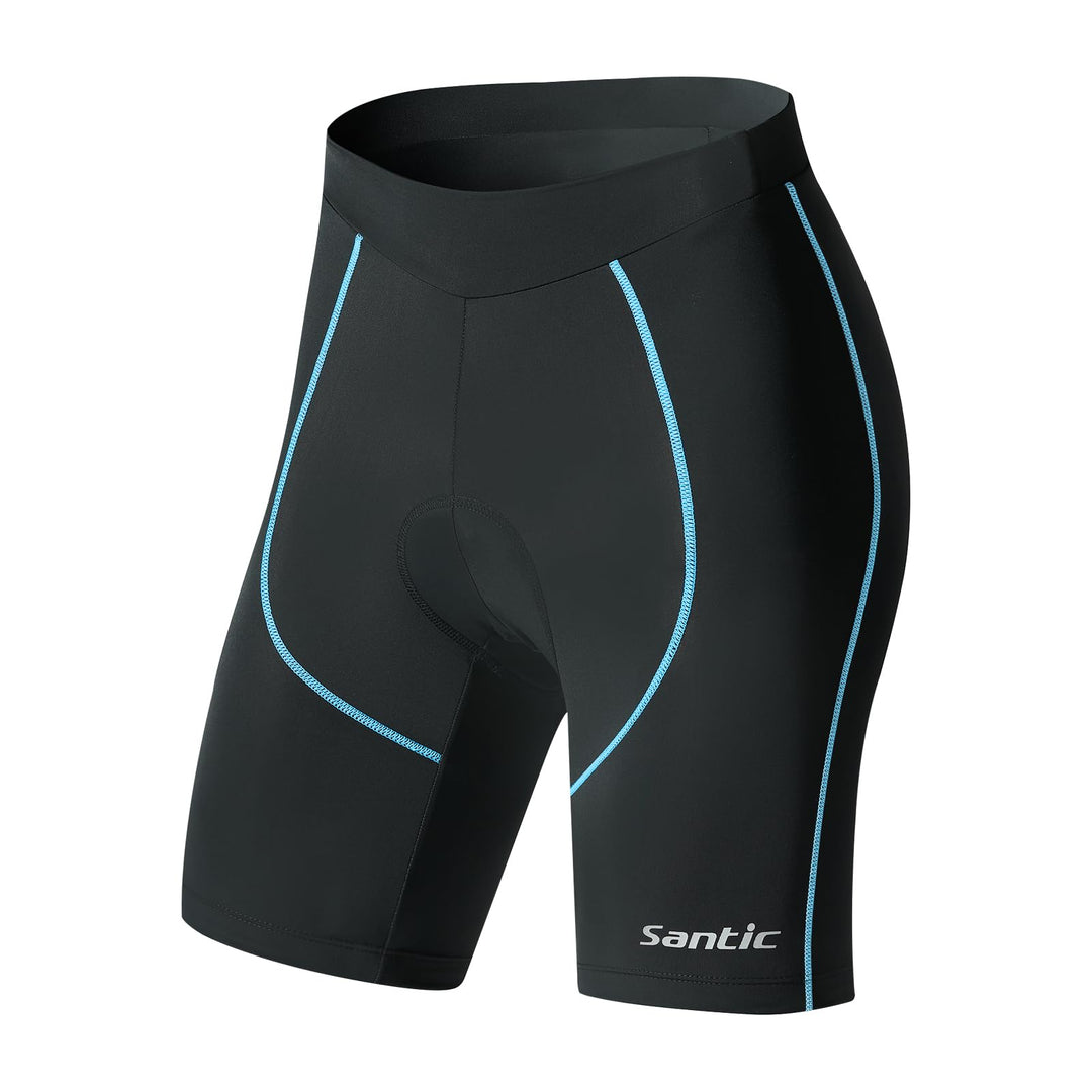 Santic Gepolsterte Kurz-Radlerhose für Damen mit 3D-Polstereinsatz Praktischer Seitentasche und UPF