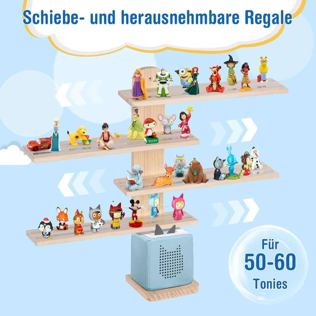 Todeco Tonie-Regal für Toniebox Hörfiguren, Magnetische Aufbewahrung für 50-60 Tonie, Perfekte Tonie