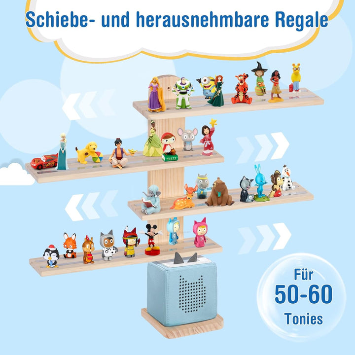 Todeco Tonie-Regal für Toniebox Hörfiguren, Magnetische Aufbewahrung für 50-60 Tonie, Perfekte Tonie