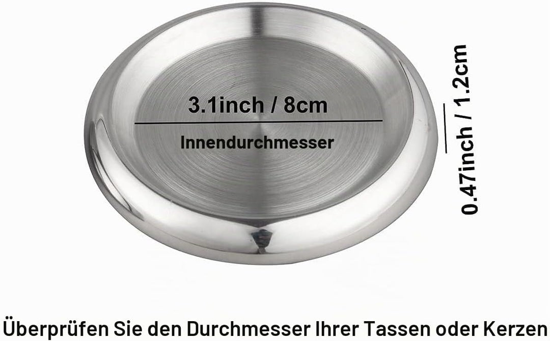 IMEEA Untersetzer Edelstahl Rund 2er Set Getränkeuntersetzer und Kerzenhalter mit Rand für Gläser Ta
