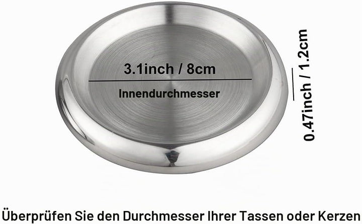 IMEEA Untersetzer Edelstahl Rund 2er Set Getränkeuntersetzer und Kerzenhalter mit Rand für Gläser Ta