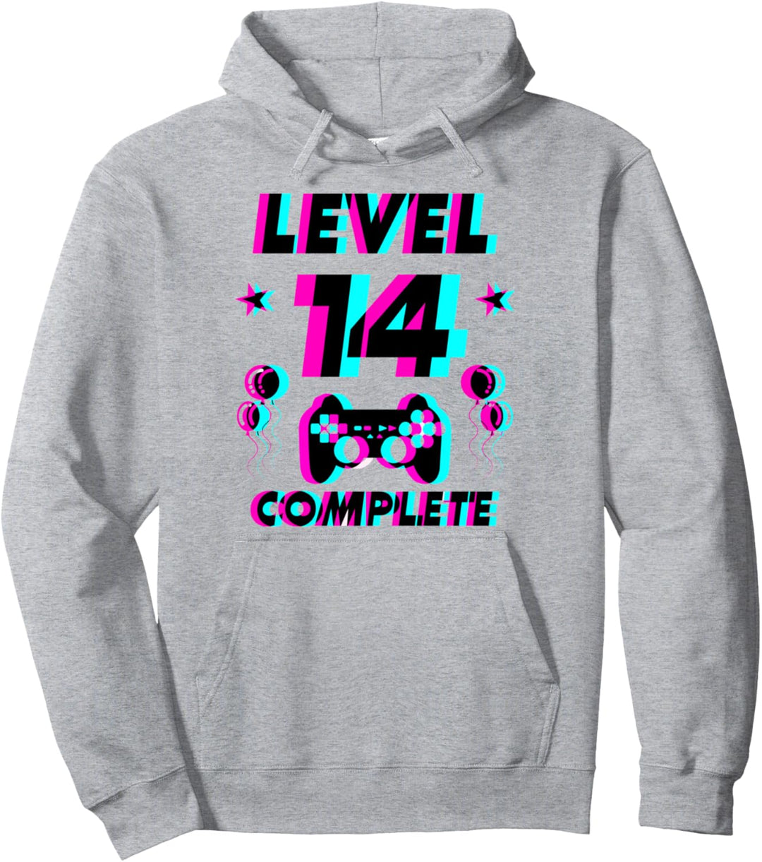 Level 14 Complete 14. Geburtstag - Zocker Gaming Vaporwave Pullover Hoodie