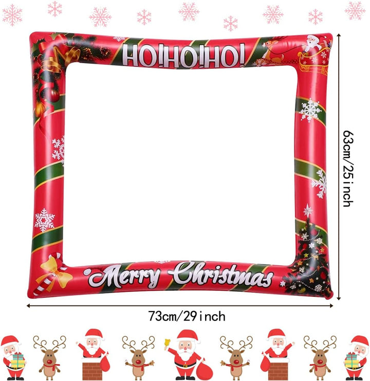 KKSJK Weihnachten Aufblasbarer Bilderrahmen mit 32 PCS Foto Requisiten, Weihnachtsdeko Photo Booth,
