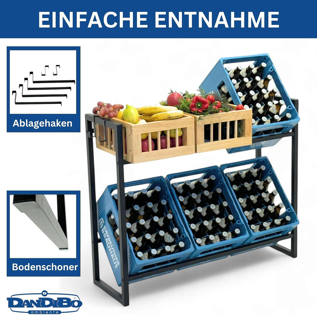 DanDiBo Getränkekistenregal 6 Kisten mit Gitter Haken Metall 96598 Getränkeregal 100 cm Kistenregal