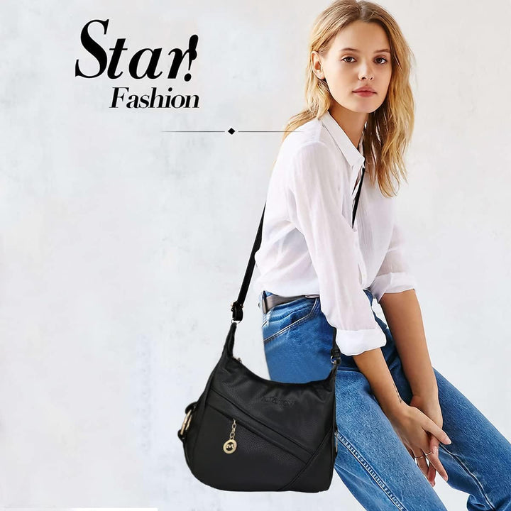 NICOLE & DORIS Damen Schultertasche Weiche Leder Frauen Umhängetasche Handtasche Damen Crossbody Mes