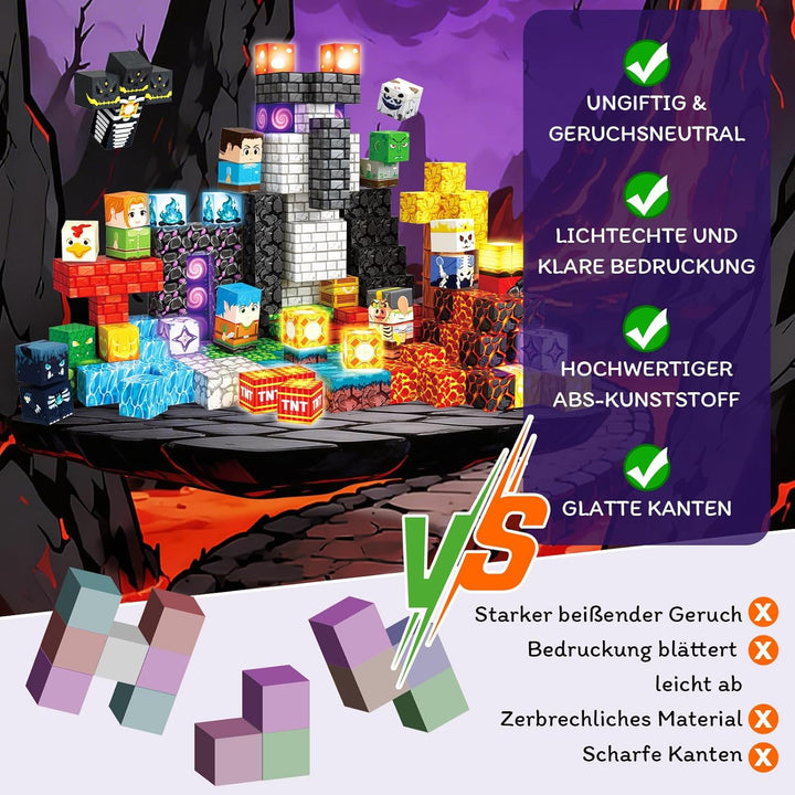 Magnetische Bausteine 220 PCS 2CM Magnetbausteine für Kinder ab 3 Jahre Blocks, Montessori Spielzeug