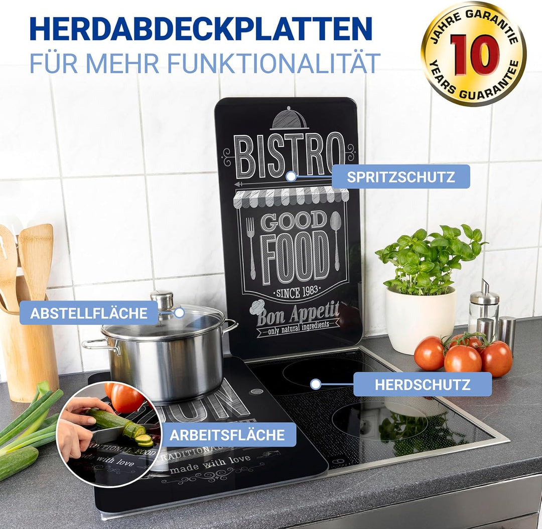 WENKO Herdabdeckplatte Universal Mod. Bon Appetit, höhenverstellbar für alle Herdarten, Schneidebret
