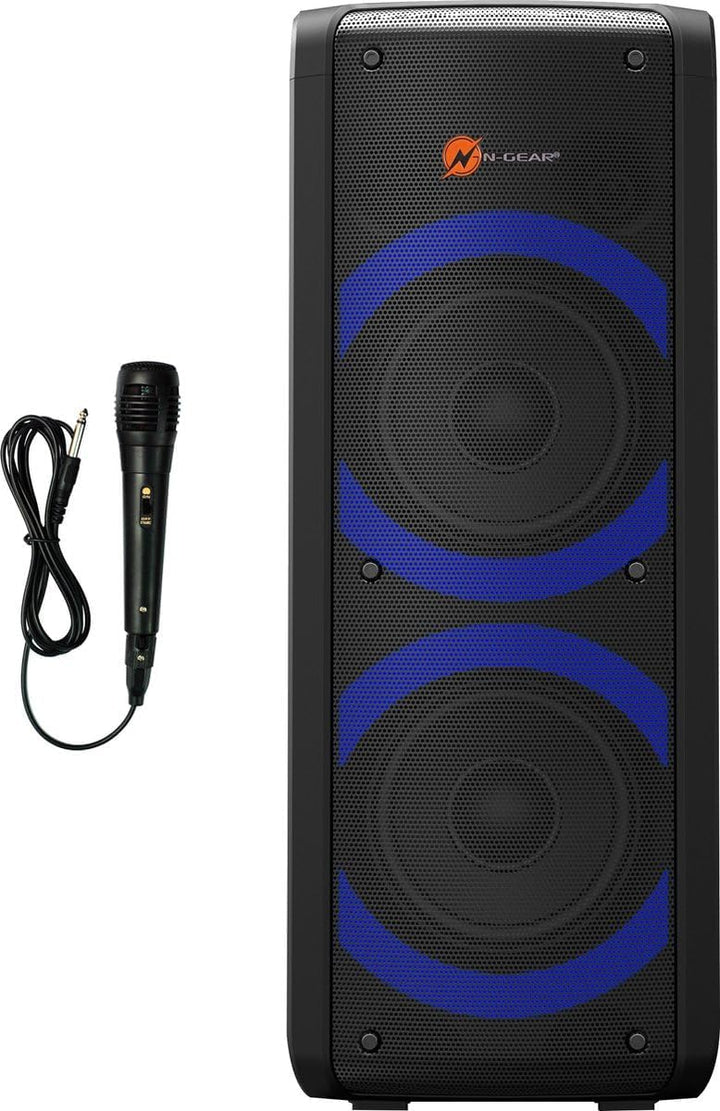 N-Gear LGP72 Let’s go Party Bluetooth Lautsprecher | Soundsystem mit Karaoke Mikrofon, Disco-LEDs, P