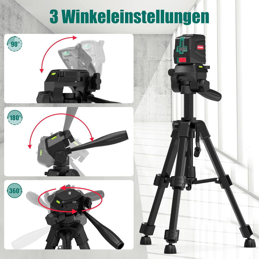 HYCHIKA Baustativ für Kreuzlinienlaser und Nivelliergeräte, Kippen und Drehen der Laser Wasserwaage