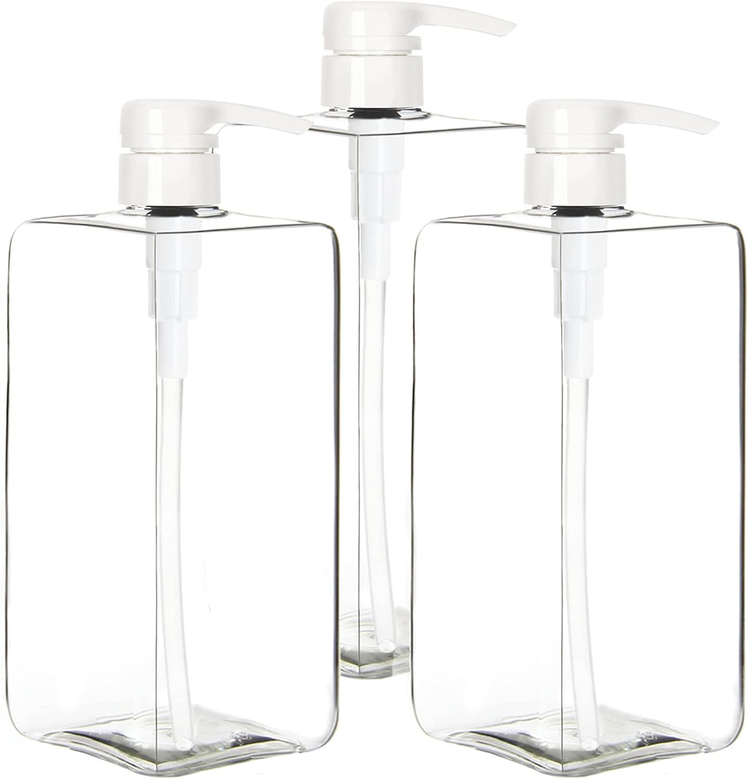 Youngever 3er-Set 1L Pumpflaschen für Shampoo, Mehrweg Kunststoff Pumpspender Seifenspender Dispense
