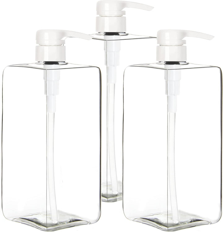 Youngever 3er-Set 1L Pumpflaschen für Shampoo, Mehrweg Kunststoff Pumpspender Seifenspender Dispense