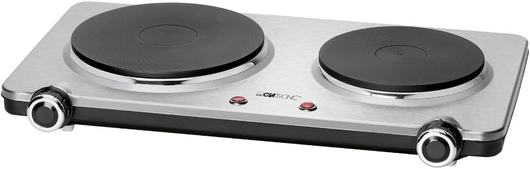 Clatronic Doppel-Kochplatte DKP 3668 E, für Camping, Küche oder Büro, zwei Kochplatten gross 18 cm u