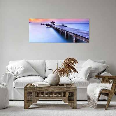 Panorama Bilder auf Leinwand 100x40cm Leinwandbild Strand Wasser Meer Urlaub Gross Wanddeko Bild Sch