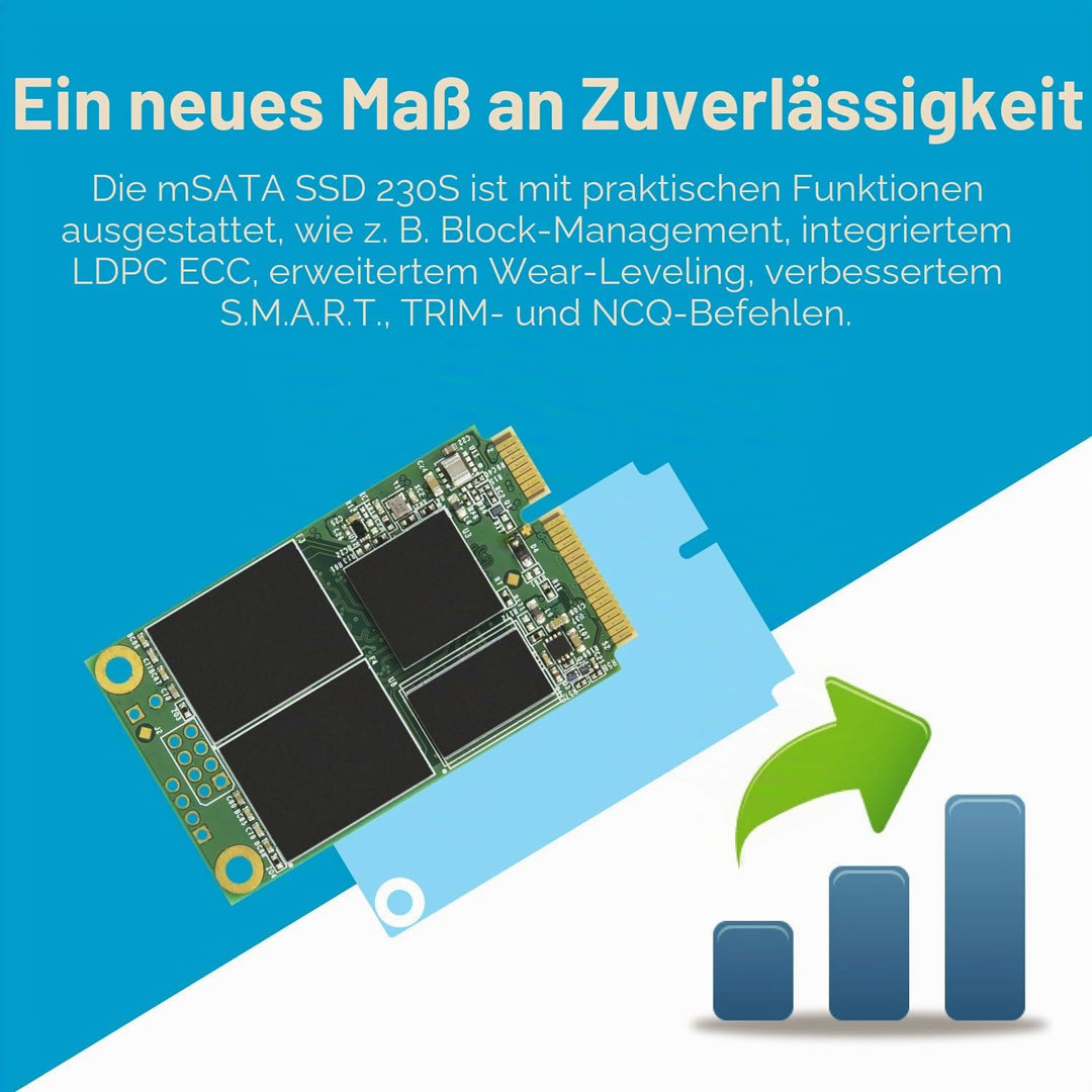 Transcend Highspeed 256GB interne mSATA SSD SATA III (6Gb/s), Festkörper-Laufwerk, zum Aufrüsten von