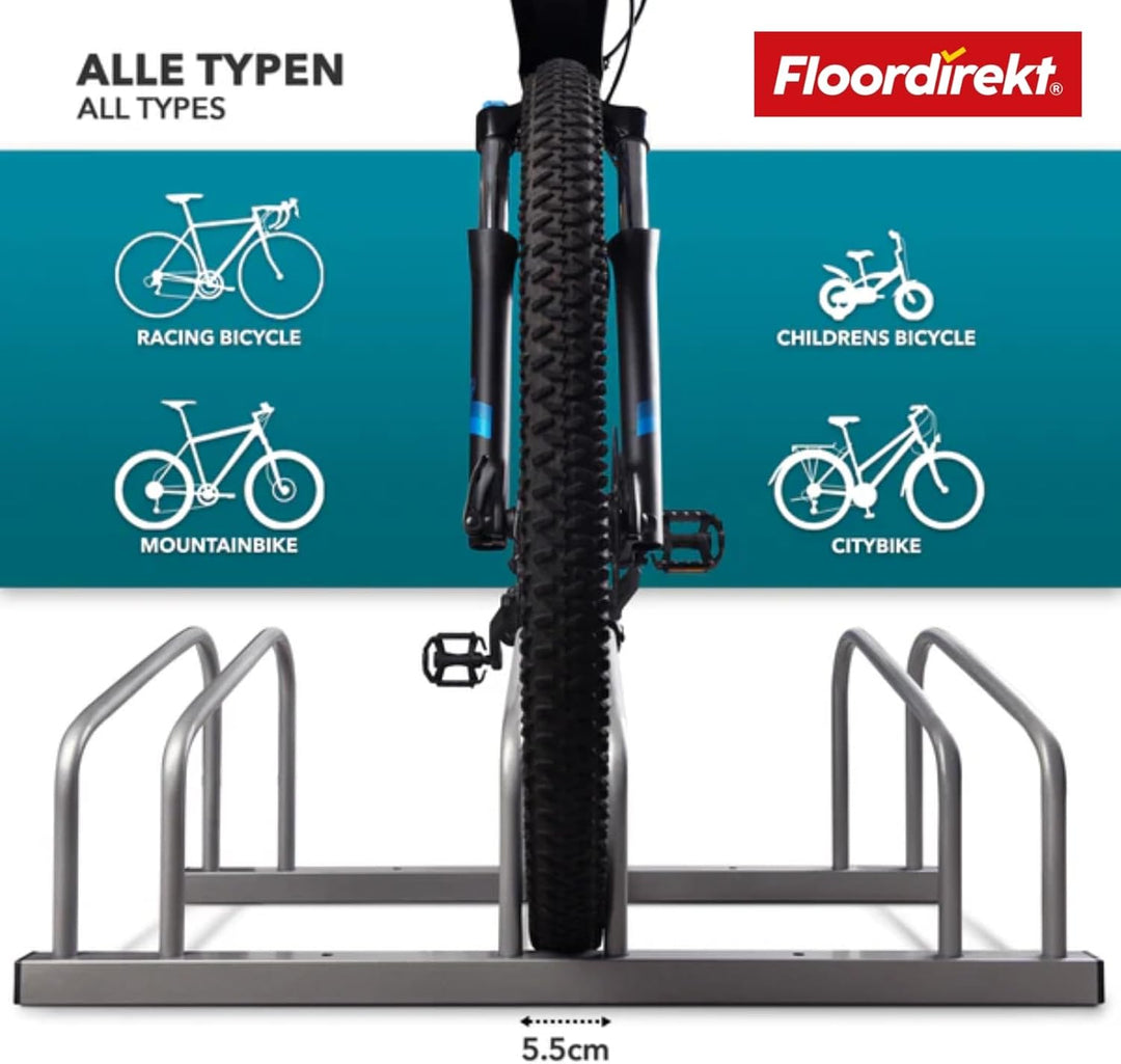 Floordirekt Fahrradständer für 2 Fahrräder mit Reifenbreiten bis 55 mm Eisen Fahrradhalter Aufstells