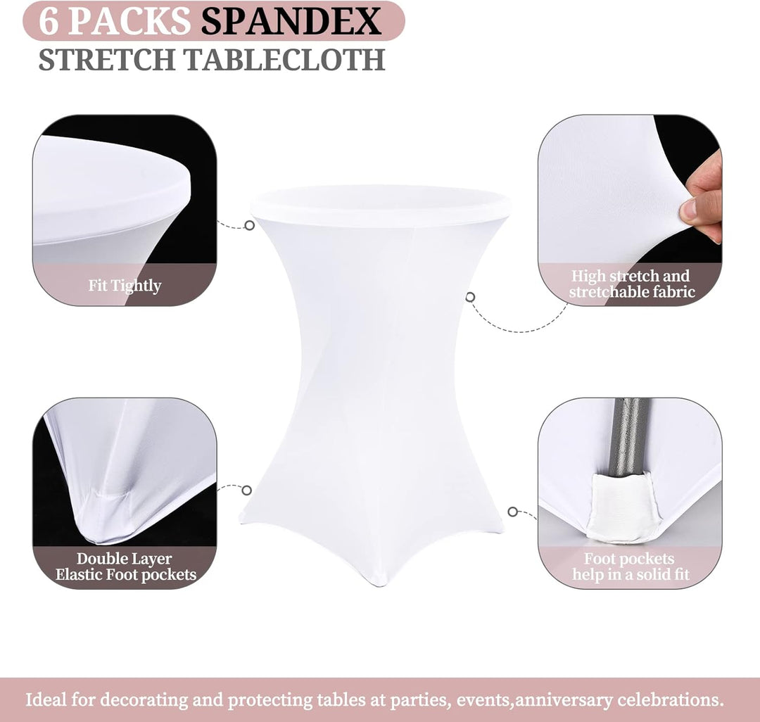 Showgeous 6 Packungen Stretch Stehtisch Husse für Bistrotisch Ø 80-85 cm Cocktail Tisch-Überzug Huss
