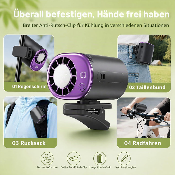 Tragbarer Clip Ventilator, Auto Ventilator 360 ° Drehbarer Auto Kühlventilator, Mini Tischventilator