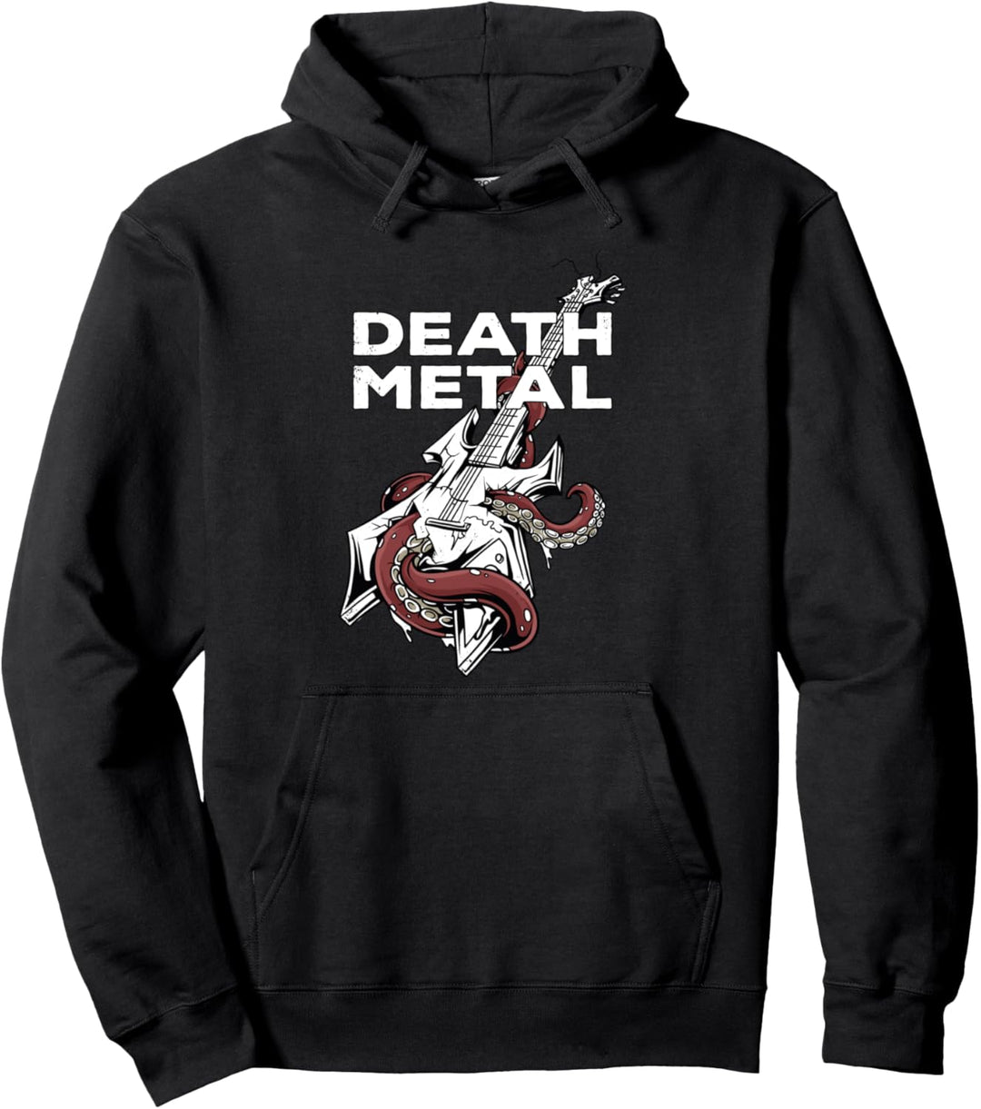 Death Metal Gitarre mit Oktopus I Hard Rock Musik Kraken Pullover Hoodie