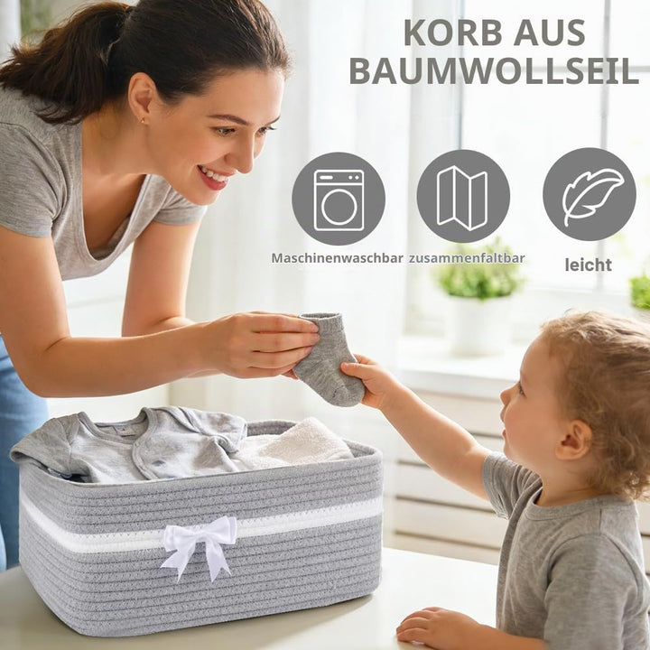 Geschenkkorb Leer Gross, 34x25x15 cm Aufbewahrungskorb mit Geschenktüten &amp; Geschenkschleife, Präsent
