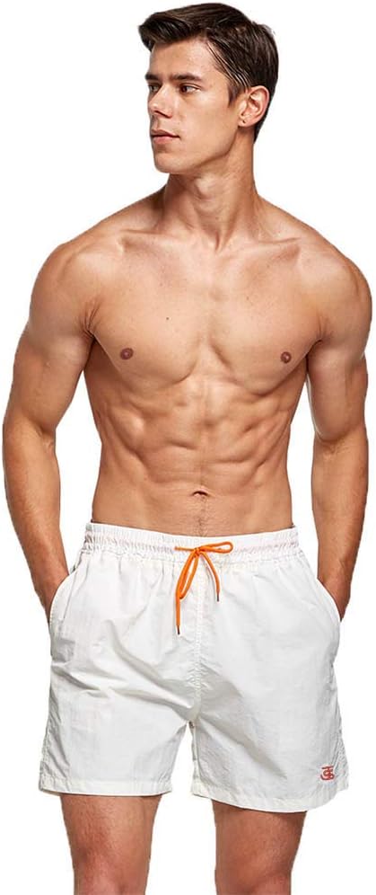 JustSun Badehose Herren Schnelltrocknend Boardshorts mit Mesh-Futter und Verstellbarem Tunnelzug L W