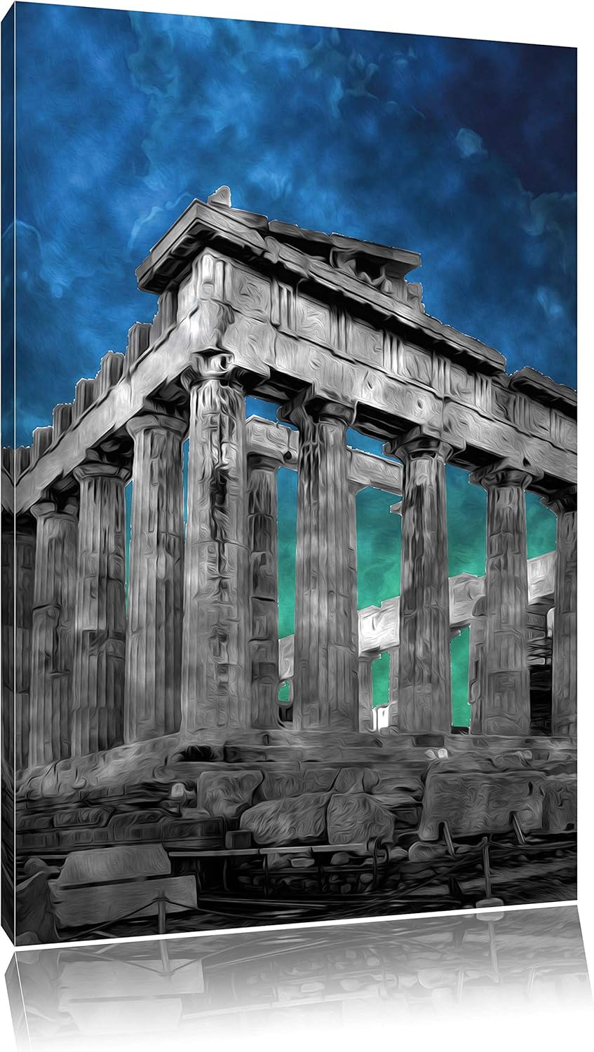 Pixxprint Propyläe von Akropolis in Athen schwarz/weiss, Format: 80x120 auf hochkantiges Leinwand, X