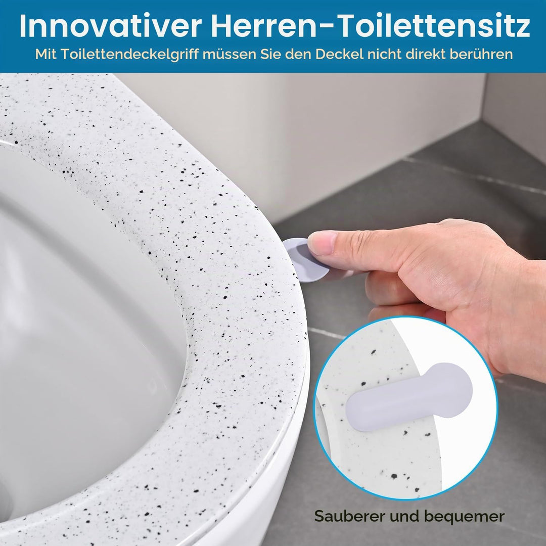WC Sitz mit Absenkautomatik, Toilettendeckel d Form, Weiss Marmor Klodeckel, Klobrille Softclose, To