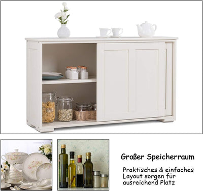 COSTWAY Sideboard, Küchenschrank mit Schiebetüren, höhenverstellbarer Ablage, Beistellschrank für Kü