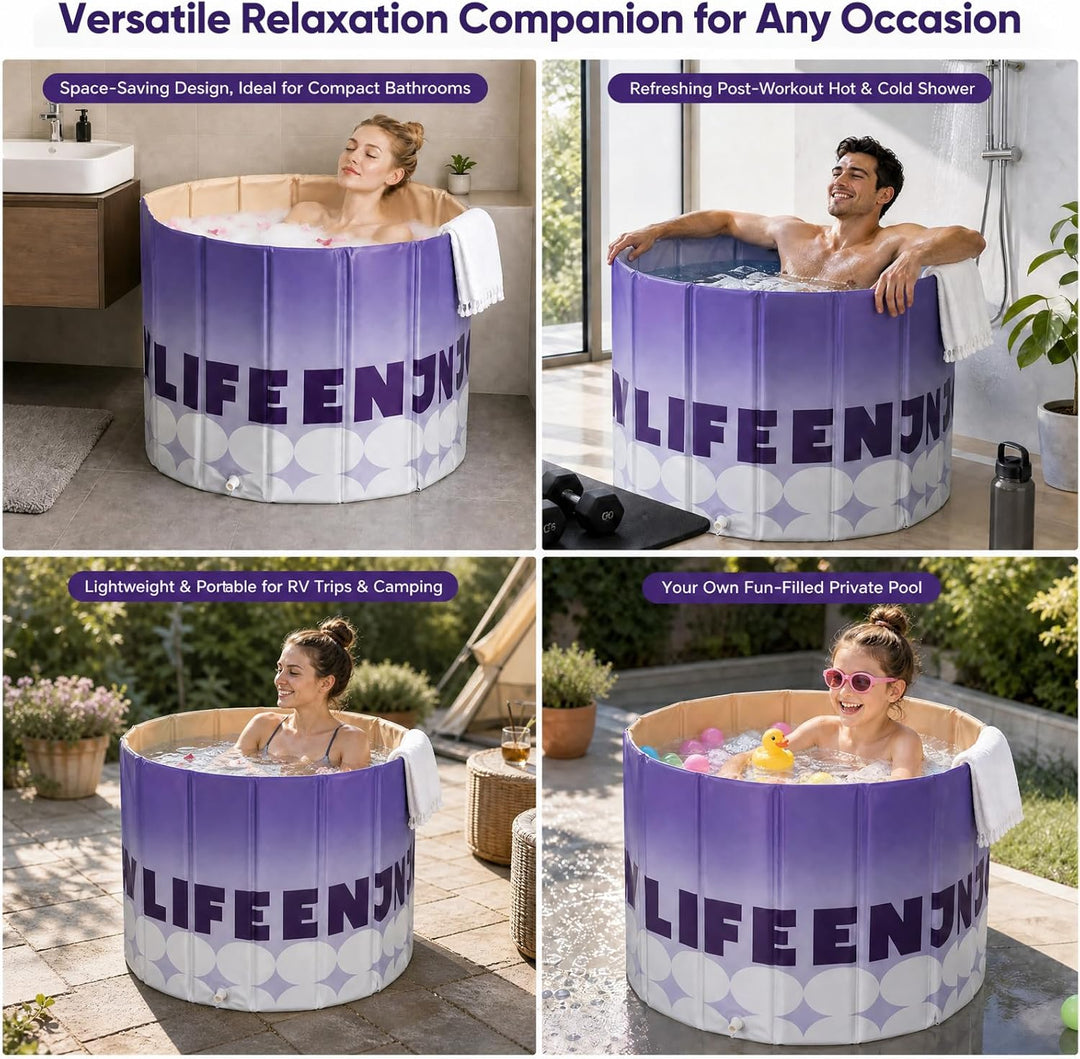 Faltbare Badewanne für Erwachsene, 80 x 68cm Portable Badewanne, Faltbare Badewanne mit 5-Schicht-Is