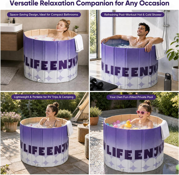 Faltbare Badewanne für Erwachsene, 80 x 68cm Portable Badewanne, Faltbare Badewanne mit 5-Schicht-Is