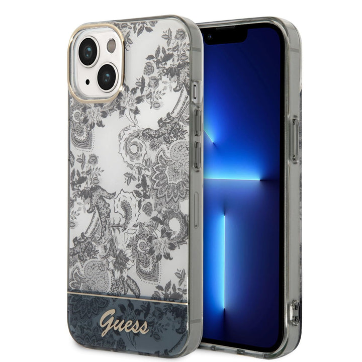Guess GUHCP14MHGPLHG Hülle für iPhone 14 Plus 6,7" grau/Grey hardcase Porcelain Collection