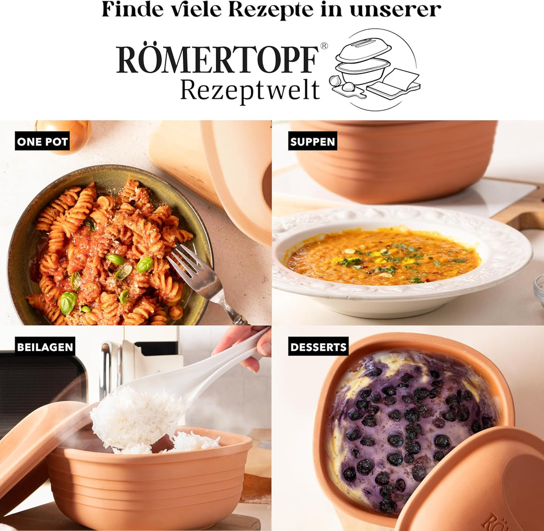 Römertopf Multibräter quadratisch aus Naturton Keramik Bräter für bis zu 4 Personen &amp; einem Volumen