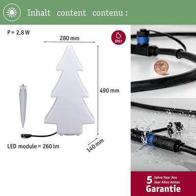 Paulmann 94185 Plug & Shine Lichtobjekt Tree IP67 3000K 260lm 24V Dekoleuchte Gartenleuchte Terassen