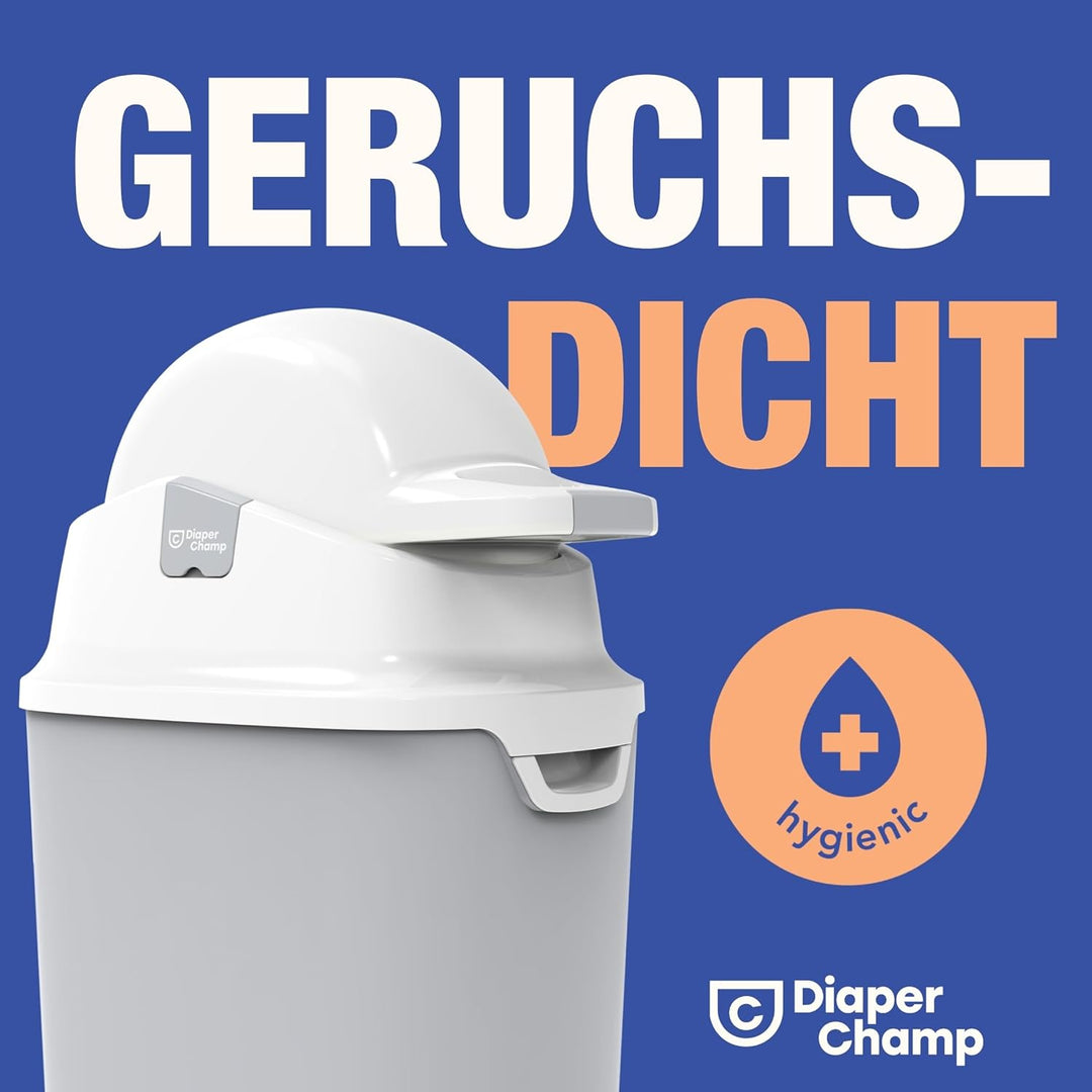Geruchsdichter Windeleimer Diaper Champ ONE Windelbehälter funktioniert mit normalen Tüten Müllbeute
