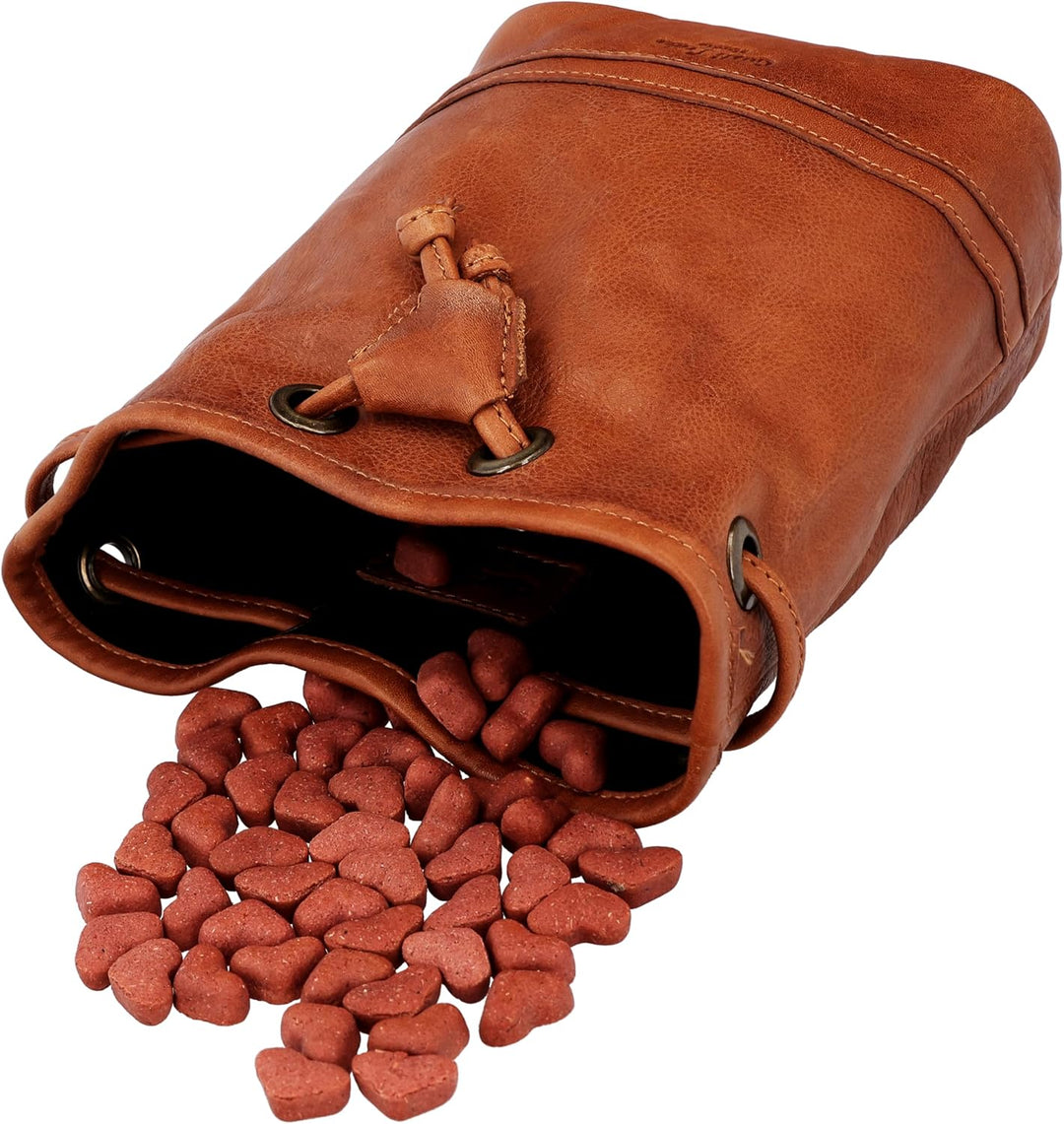 Gusti Leder Gürteltasche Aouli - Leckerlibeutel Leckerlitasche Hundezubehör Braun Leder