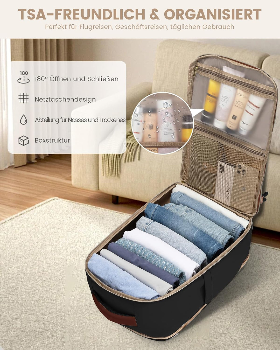 LOVEVOOK Handgepäck Rucksack, 17.3 Zoll Rucksack Handgepäck Flugzeug, Gross Reiserucksack Damen Spri