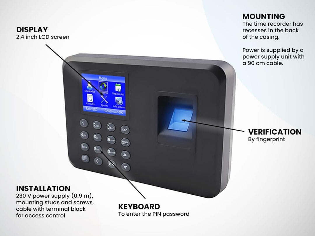 Einstempeln in Der Maschine, Zeiterfassung, Stechuhr mit Fingerabdruck und Passwort, Mitarbeiter-Zei