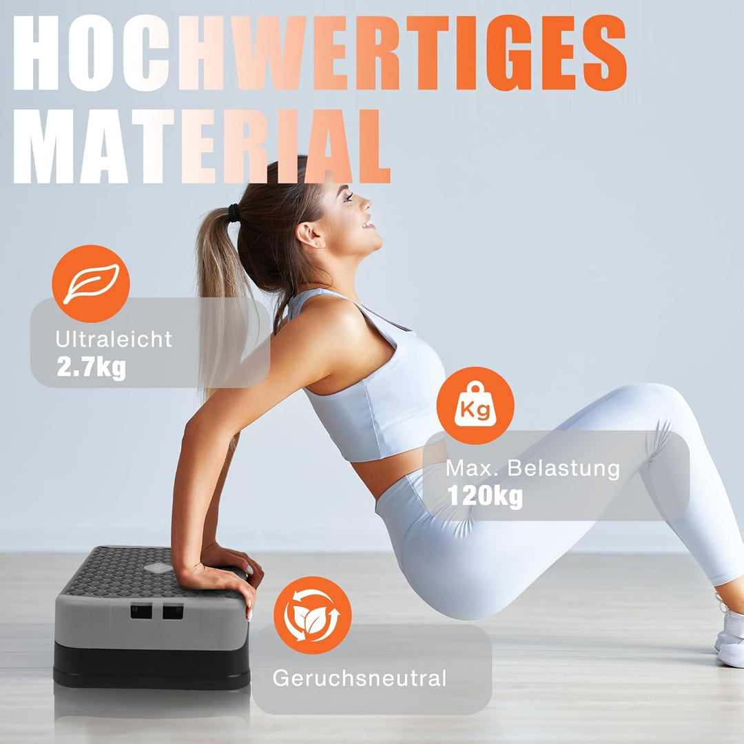 DH FitLife Stepper Für Zuhause | Verstellbares Steppbrett 10/15 cm | Aerobic Stepbenches & Step Up B