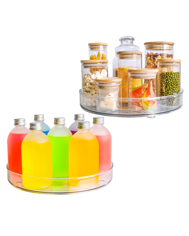 Roninkier Drehteller Organizer Lazy-Susan Gewürzregal - 2 Stück Drehteller Kühlschrank Küche Gewürzh