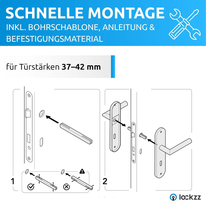 lockzz Türgriff Drückergarnitur Estenfeld, Edelstahl schwarz matt, Türbeschlag für Wohnungseingangst