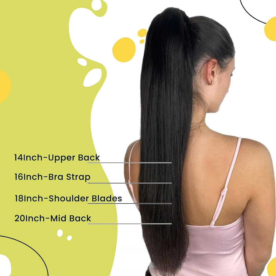 RUNATURE Clip in Ponytail Extensions Echthaar Dunkelbraun mit Dunkelblond Remy Clip in Ponytail Exte
