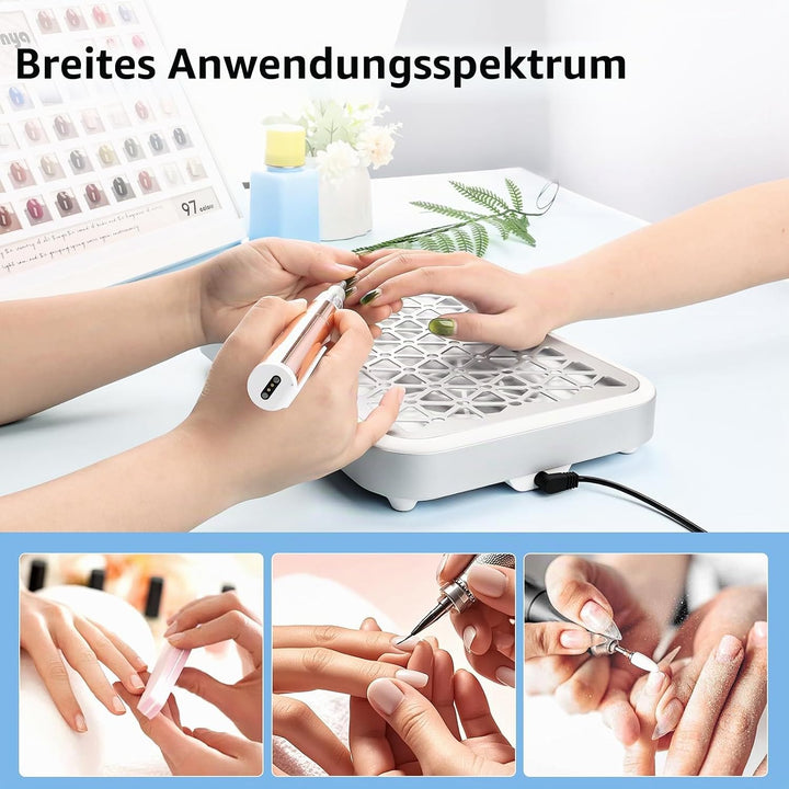 Staubabsaugung für Nägel，Professionelle Nagelstaubsauger mit 30PCS Filterpads，1600PA tragbar, 10 Ges