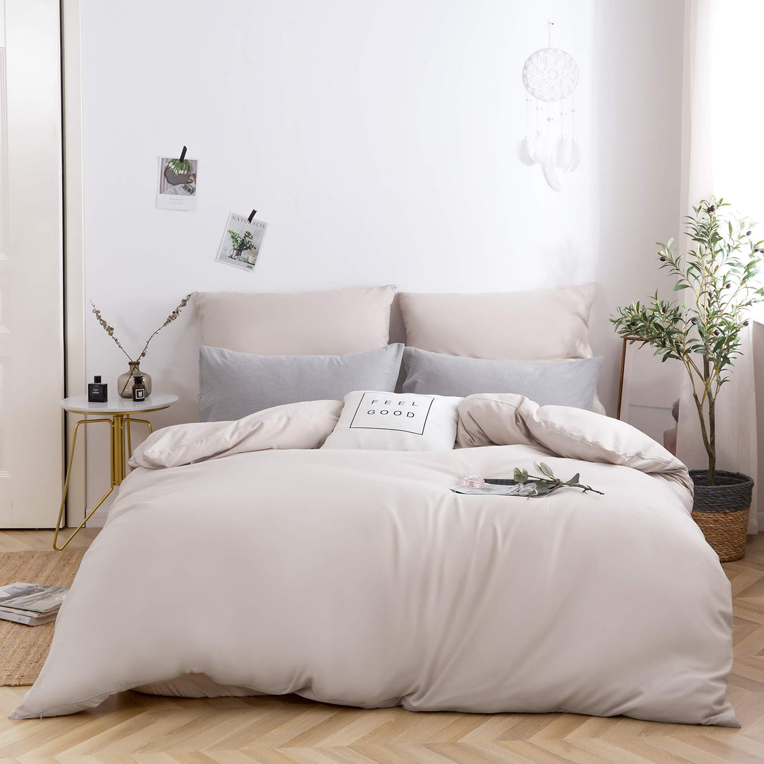 AYSW Bettwäsche gebürstet Microfaser 1 Bettbezug 200x200cm + 2 Kopfkissenbezug 80x80cm mit Reissvers