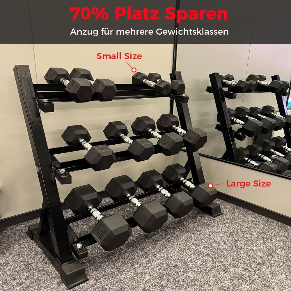 Zlinke Hantelständer Kurzhantelablage, 3 Regale Dumbbell Rack Multilevel Weight Storage Organizer 45