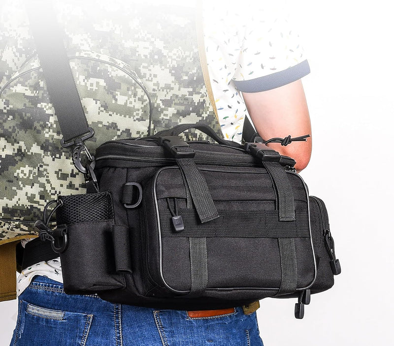 YUEMING Angeltasche, Fishing Angeltasche, Angelkoffer Forellen-Tasche Angeln mit gepolstertem Schult