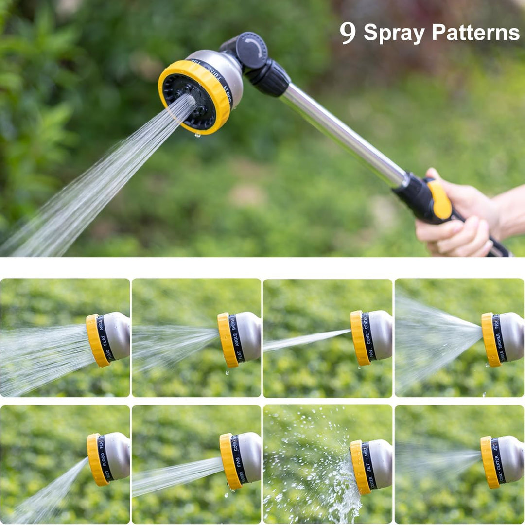FANHAO Garten Giessstab Metall, 45cm Lang Gartenbrause mit Daumensteuerung, 180° schwenkbaren Kopf S