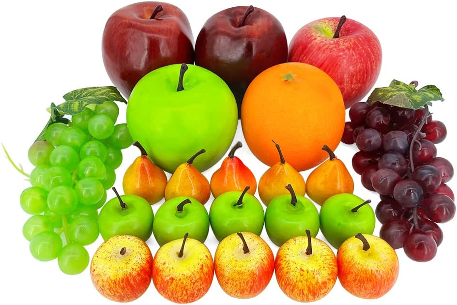 Gefälschte Früchte, 22 Stück künstliche Früchte zur Dekoration, Simulationsobst, verschiedene Displa