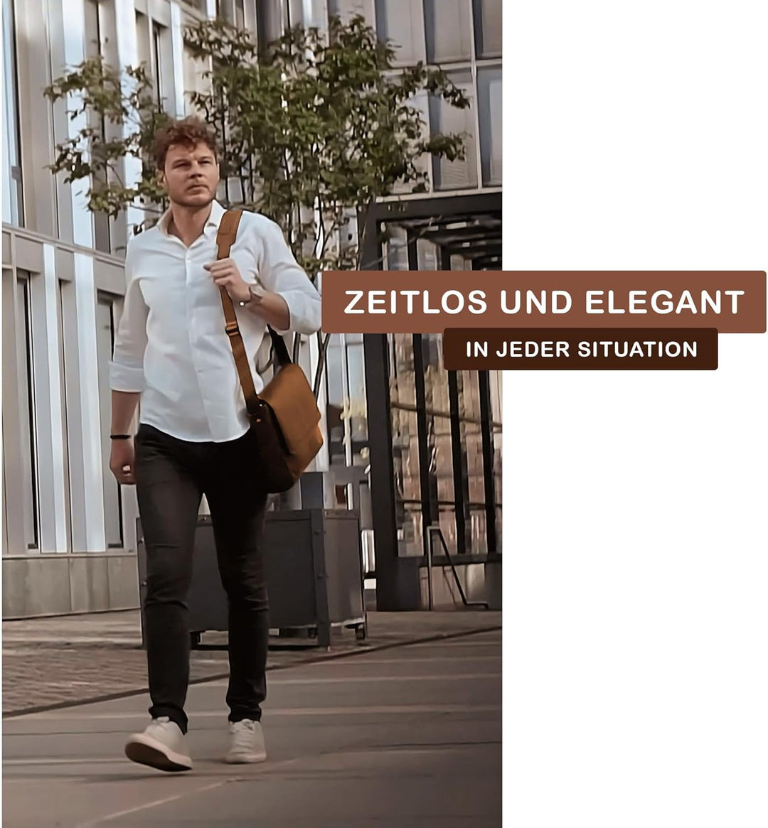 STILORD 'Oskar' Umhängetasche Laptoptasche 15 Zoll aus echtem Leder Messenger Bag Business Vintage L