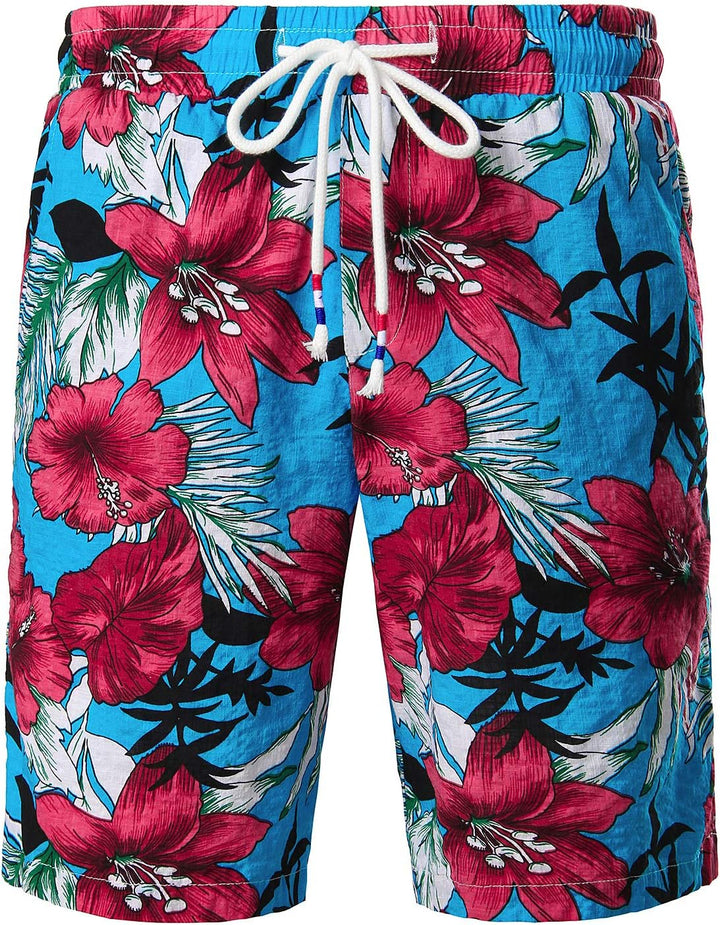 JOGAL Herren Casual Floral Blumenmuster Kurzarm Hawaiihemd Himmelblau S, Himmelblau S