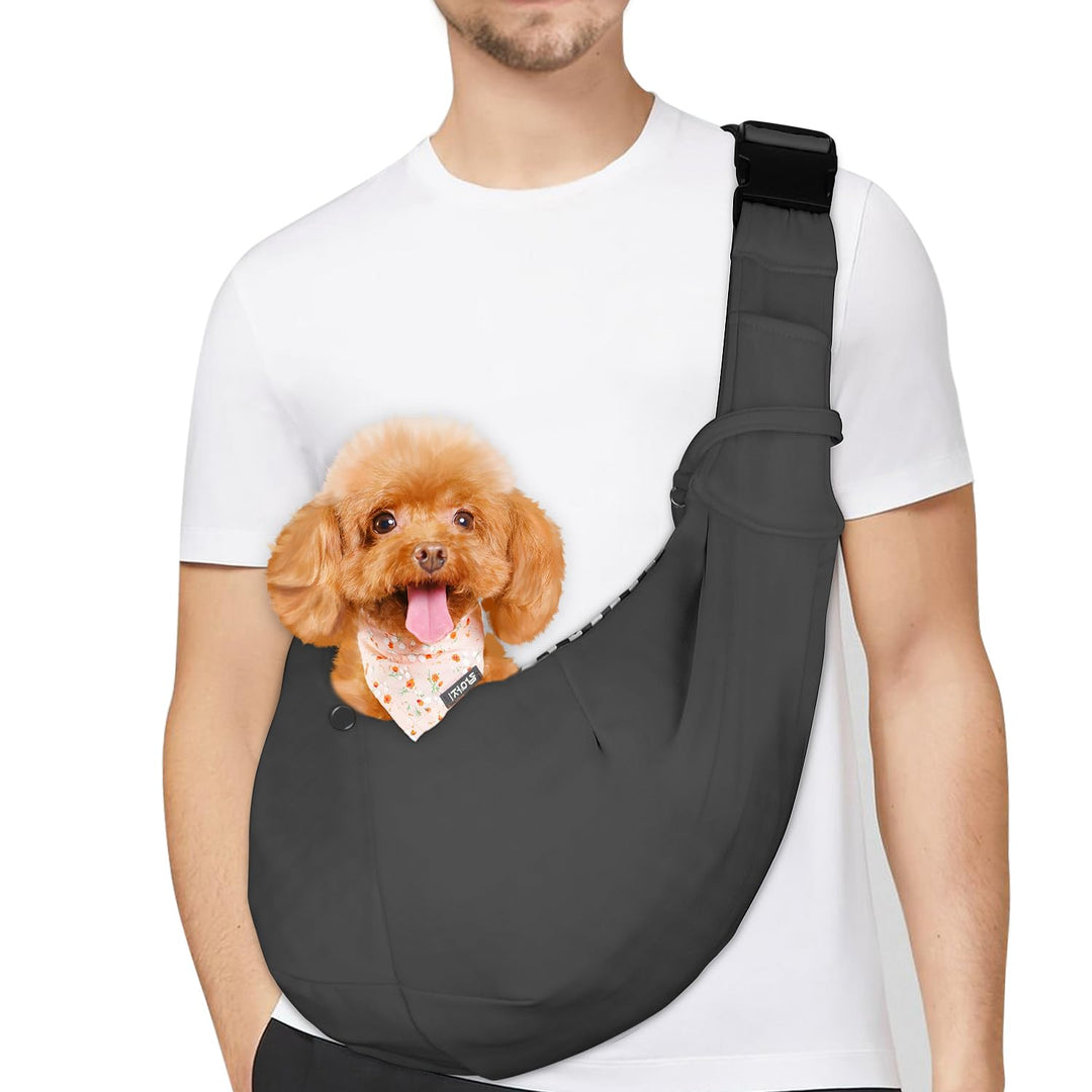 PETLOFT Tragetuch Hund, Reversibel Kleine Hundetrage, Einstellbar Pet Tragetuch, Freisprecheinrichtu