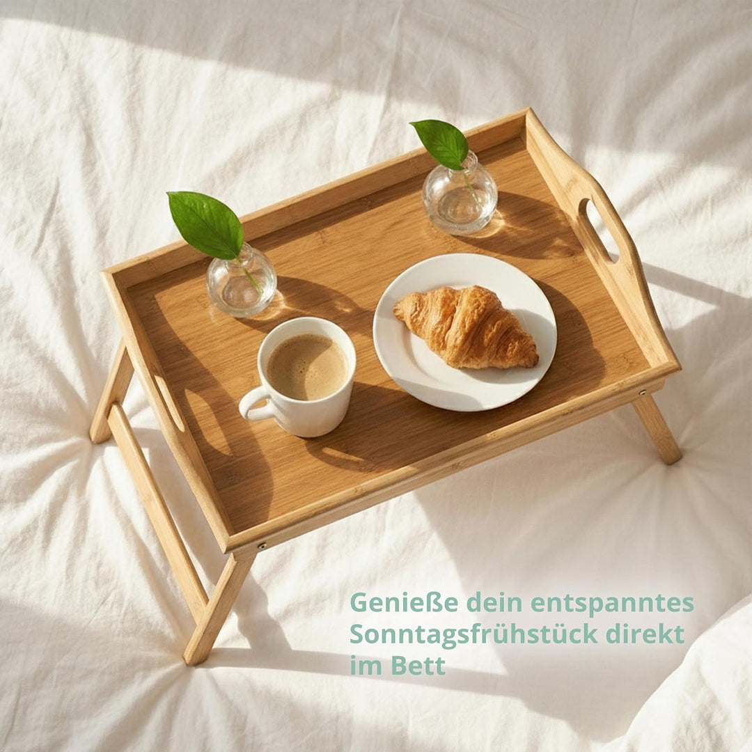 Relaxdays Betttablett Bambus H x B x T: ca. 25 x 52 x 33 cm Betttisch als Frühstückstablett oder Bei